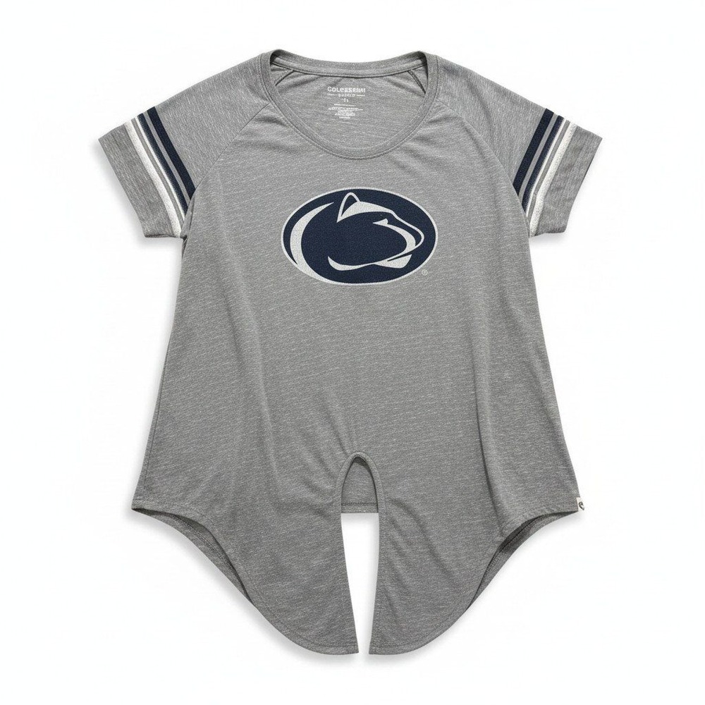 Colosseum Womens XL Gray Penn State Nittany Lions Tie Front T-Shirt Athleisure